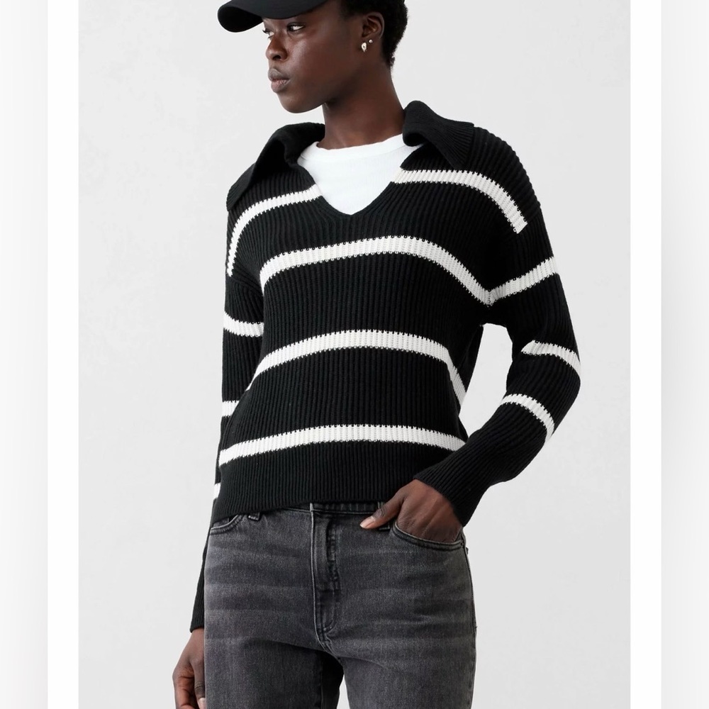 Banana Republic | Striped Polo Sweater, Cotton, Clean Girl, Normcore
